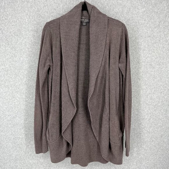 Barefoot Dreams CozyChic Lite Circle Cardi Size M Brown Gray Neutral Pockets EUC - Picture 1 of 12
